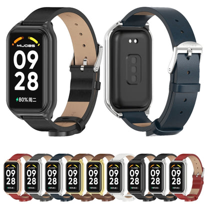 Bracelet de montre en cuir PU microfibre Mijobs Metal Shell, For Xiaomi Smart Band 8 Active / Redmi Band 2
