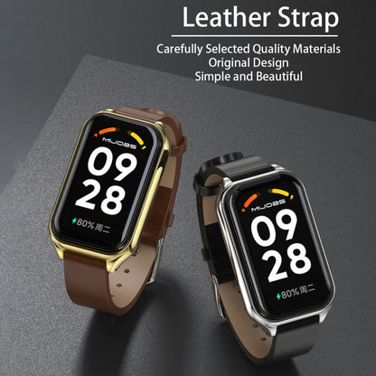 Bracelet de montre en cuir PU microfibre Mijobs Metal Shell, For Xiaomi Smart Band 8 Active / Redmi Band 2