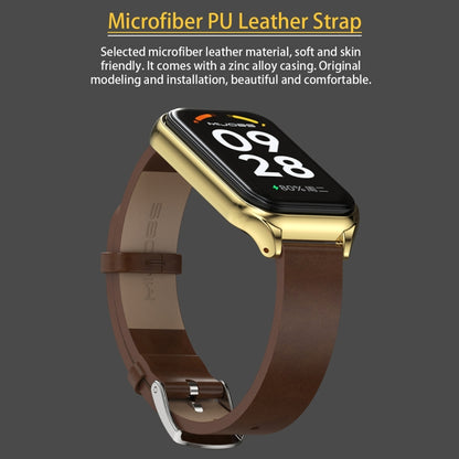 Bracelet de montre en cuir PU microfibre Mijobs Metal Shell, For Xiaomi Smart Band 8 Active / Redmi Band 2