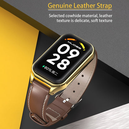 Bracelet de montre en cuir PU microfibre Mijobs Metal Shell, For Xiaomi Smart Band 8 Active / Redmi Band 2