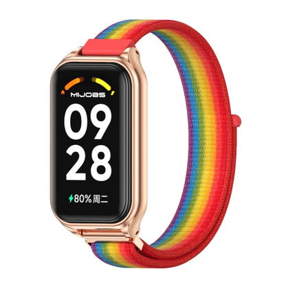 Bracelet de montre à boucle en nylon respirant Mijobs Metal Shell, For Xiaomi Smart Band 8 Active / Redmi Band 2