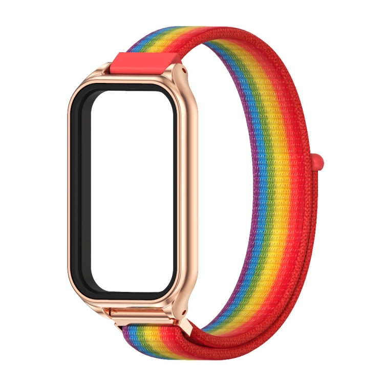 Bracelet de montre à boucle en nylon respirant Mijobs Metal Shell, For Xiaomi Smart Band 8 Active / Redmi Band 2