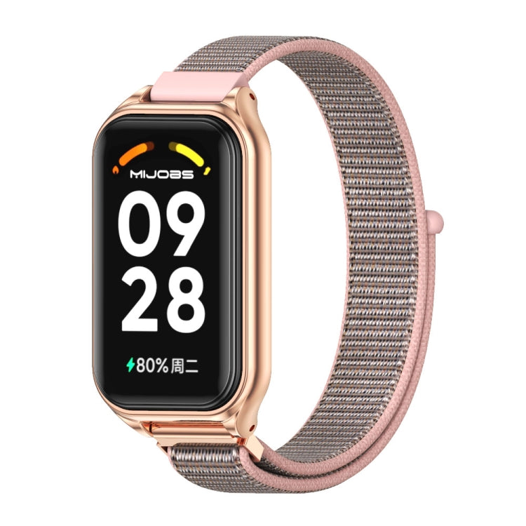 Bracelet de montre à boucle en nylon respirant Mijobs Metal Shell, For Xiaomi Smart Band 8 Active / Redmi Band 2