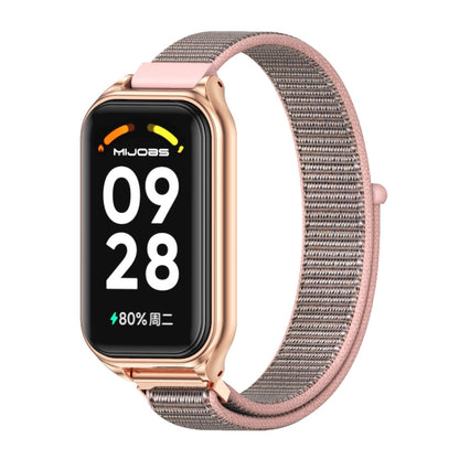 Bracelet de montre à boucle en nylon respirant Mijobs Metal Shell, For Xiaomi Smart Band 8 Active / Redmi Band 2