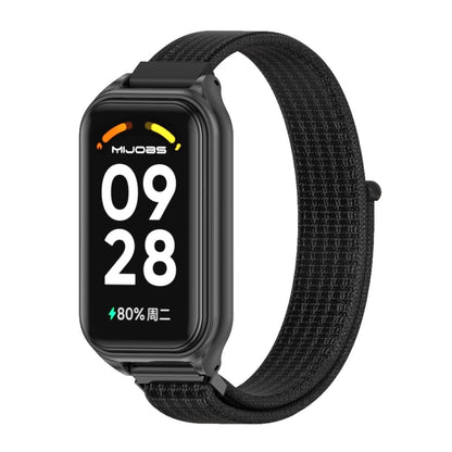 Bracelet de montre à boucle en nylon respirant Mijobs Metal Shell, For Xiaomi Smart Band 8 Active / Redmi Band 2