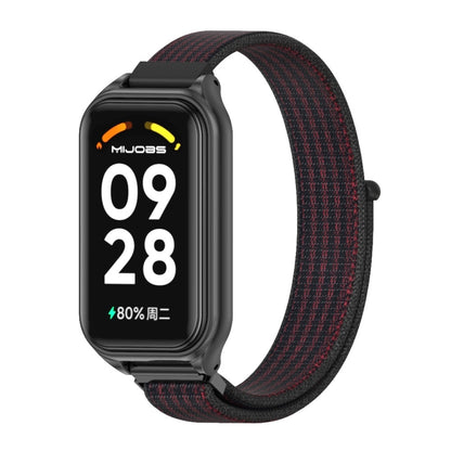 Bracelet de montre à boucle en nylon respirant Mijobs Metal Shell, For Xiaomi Smart Band 8 Active / Redmi Band 2