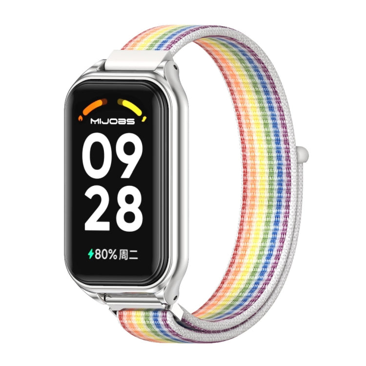 Bracelet de montre à boucle en nylon respirant Mijobs Metal Shell, For Xiaomi Smart Band 8 Active / Redmi Band 2