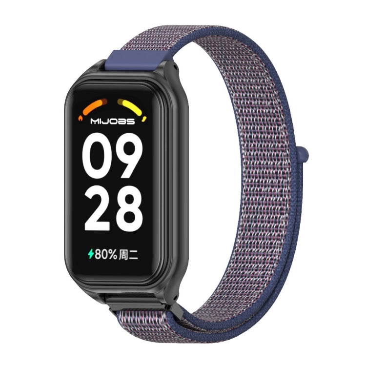Bracelet de montre à boucle en nylon respirant Mijobs Metal Shell, For Xiaomi Smart Band 8 Active / Redmi Band 2