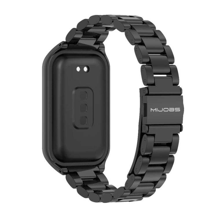 Coque en métal Mijobs + bracelet de montre en acier inoxydable à trois perles, For Xiaomi Smart Band 8 Active / Redmi Band 2