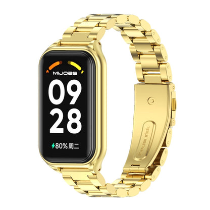 Coque en métal Mijobs + bracelet de montre en acier inoxydable à trois perles, For Xiaomi Smart Band 8 Active / Redmi Band 2