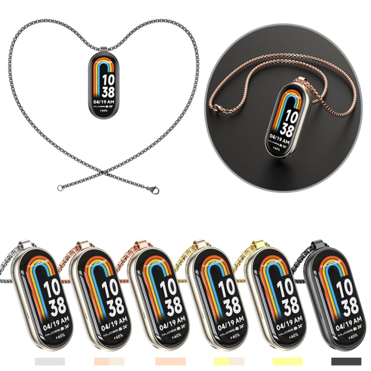 Collier de montre en acier inoxydable avec pendentif en métal Mijobs, For Xiaomi Smart Band 10 / 9 / 8