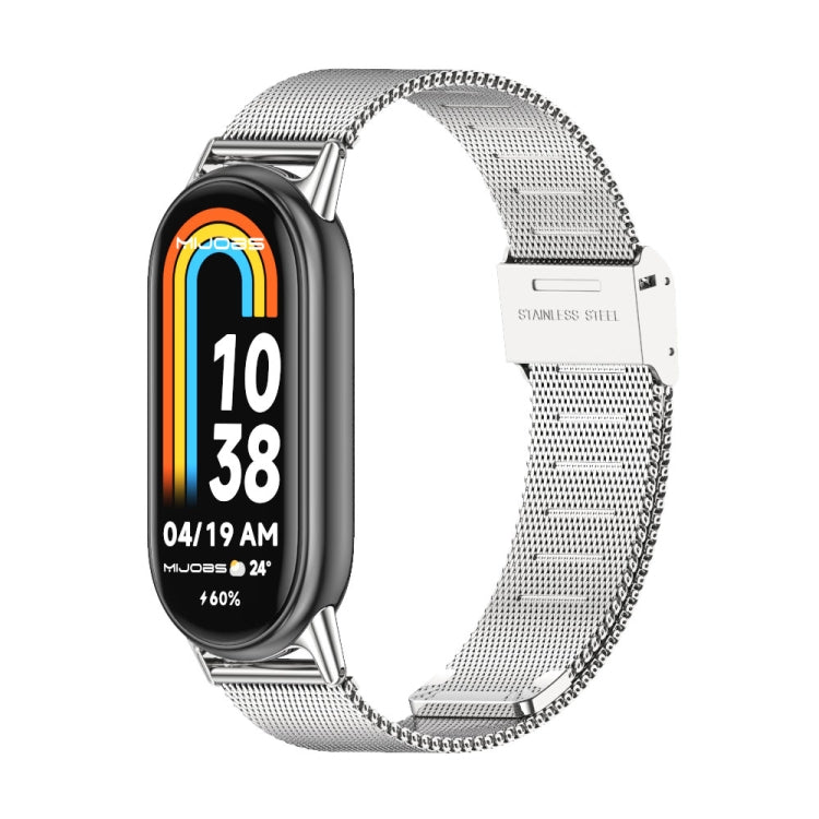 Mijobs Bracelet de montre en acier inoxydable à boucle milanaise, For Xiaomi Smart Band 10 / 9 / 8