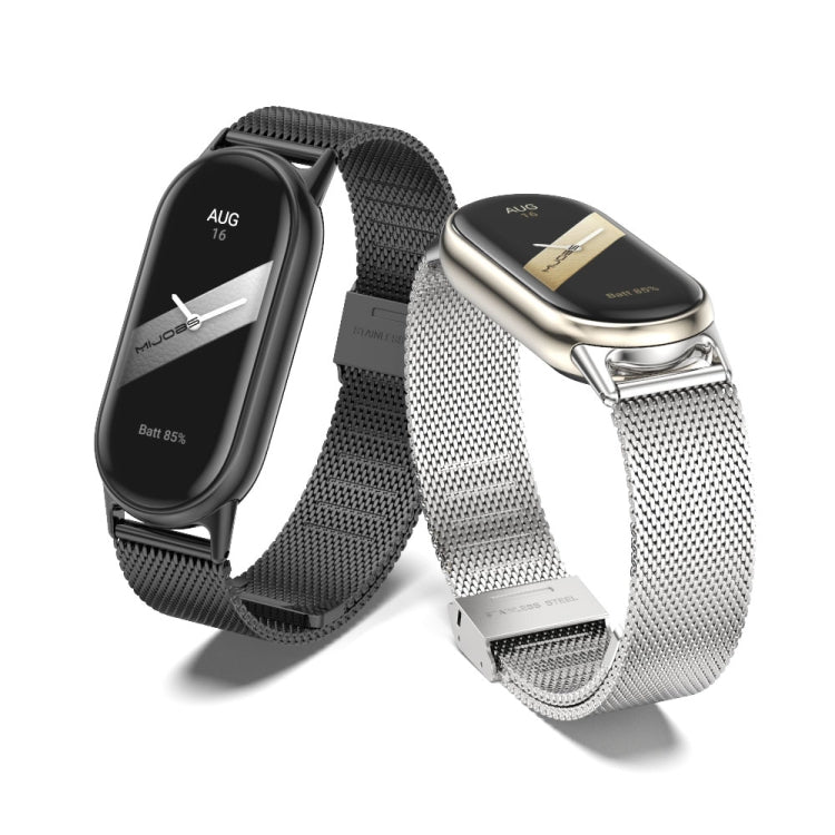 Mijobs Bracelet de montre en acier inoxydable à boucle milanaise, For Xiaomi Smart Band 10 / 9 / 8