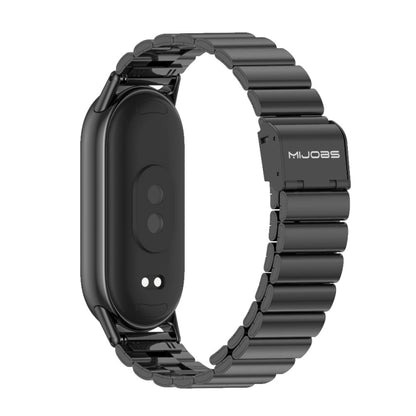 Bracelet de montre en acier inoxydable avec boucle en bambou Mijobs, For Xiaomi Smart Band 10 / 9 / 8
