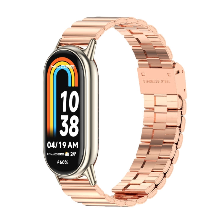 Bracelet de montre en acier inoxydable avec boucle en bambou Mijobs, For Xiaomi Smart Band 10 / 9 / 8