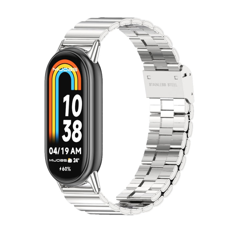 Bracelet de montre en acier inoxydable avec boucle en bambou Mijobs, For Xiaomi Smart Band 10 / 9 / 8
