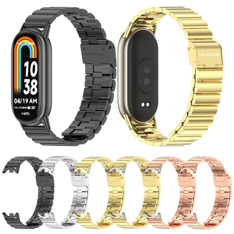 Bracelet de montre en acier inoxydable avec boucle en bambou Mijobs, For Xiaomi Smart Band 10 / 9 / 8