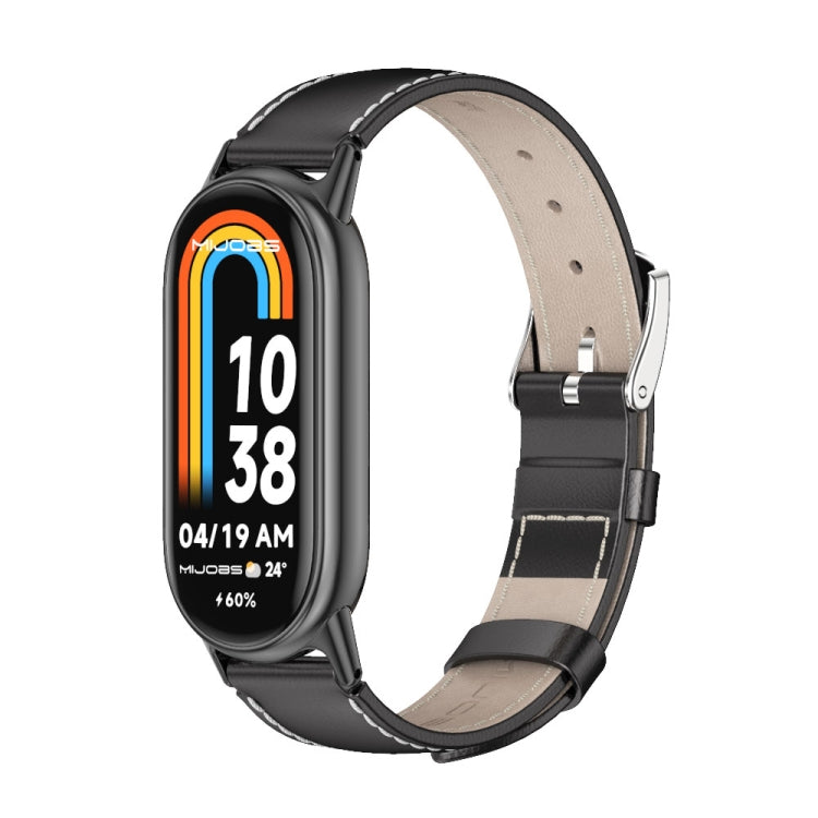 Bracelet de montre en cuir véritable Mijobs, For Xiaomi Smart Band 10 / 9 / 8