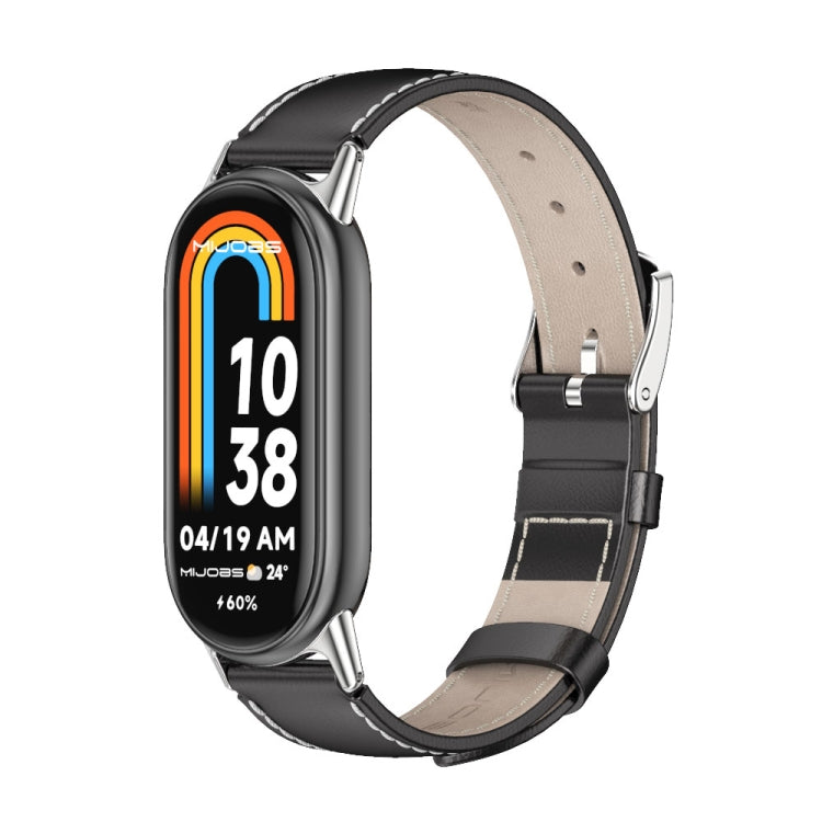 Bracelet de montre en cuir véritable Mijobs, For Xiaomi Smart Band 10 / 9 / 8