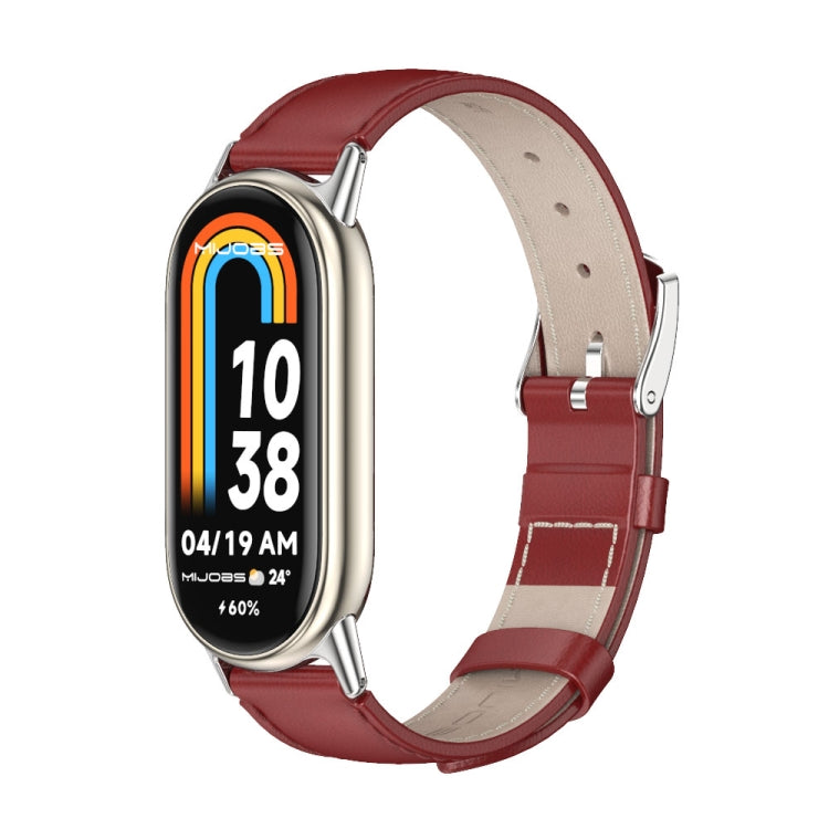 Bracelet de montre en cuir véritable Mijobs, For Xiaomi Smart Band 10 / 9 / 8