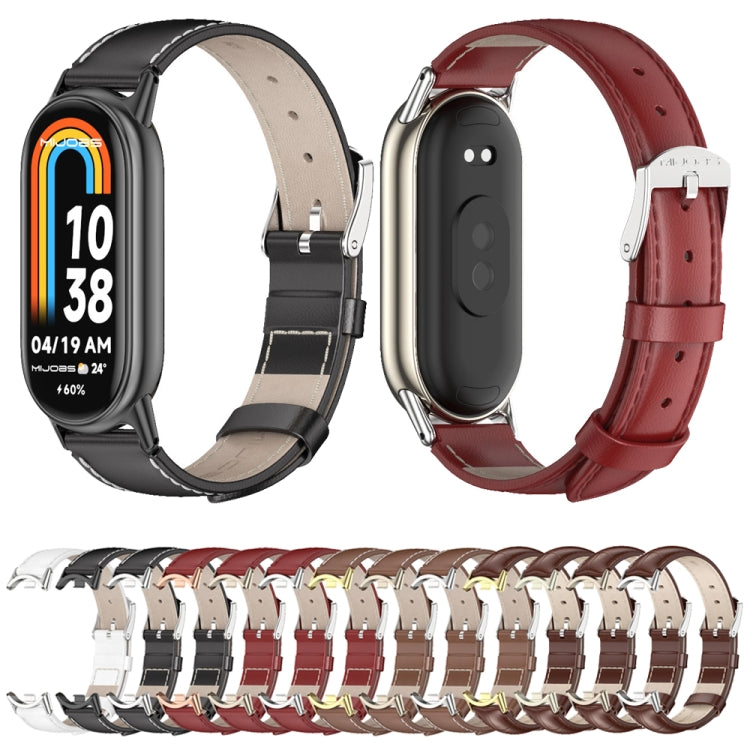 Bracelet de montre en cuir véritable Mijobs, For Xiaomi Smart Band 10 / 9 / 8