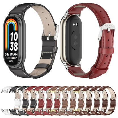 Bracelet de montre en cuir véritable Mijobs, For Xiaomi Smart Band 10 / 9 / 8