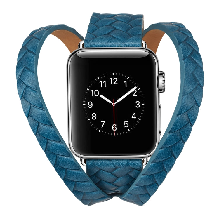 Bracelet de montre en cuir de première qualité avec couronne en relief, For Apple Watch Series 5 & 4 40mm / 3& 2 & 1 38mm, For Apple Watch Series 7 45mm / 6 & SE & 5 & 4 44mm / 3 & 2 & 1 42mm