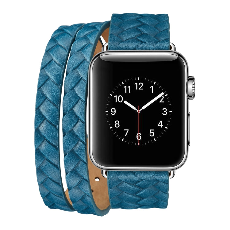 Bracelet de montre en cuir de première qualité avec couronne en relief, For Apple Watch Series 5 & 4 40mm / 3& 2 & 1 38mm, For Apple Watch Series 7 45mm / 6 & SE & 5 & 4 44mm / 3 & 2 & 1 42mm