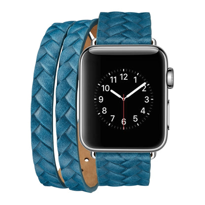 Bracelet de montre en cuir de première qualité avec couronne en relief, For Apple Watch Series 5 & 4 40mm / 3& 2 & 1 38mm, For Apple Watch Series 7 45mm / 6 & SE & 5 & 4 44mm / 3 & 2 & 1 42mm