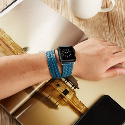Bracelet de montre en cuir de première qualité avec couronne en relief, For Apple Watch Series 5 & 4 40mm / 3& 2 & 1 38mm, For Apple Watch Series 7 45mm / 6 & SE & 5 & 4 44mm / 3 & 2 & 1 42mm