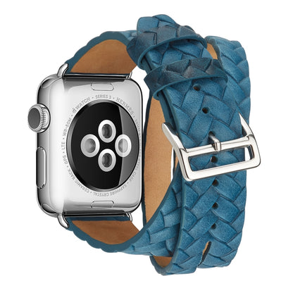 Bracelet de montre en cuir de première qualité avec couronne en relief, For Apple Watch Series 5 & 4 40mm / 3& 2 & 1 38mm, For Apple Watch Series 7 45mm / 6 & SE & 5 & 4 44mm / 3 & 2 & 1 42mm