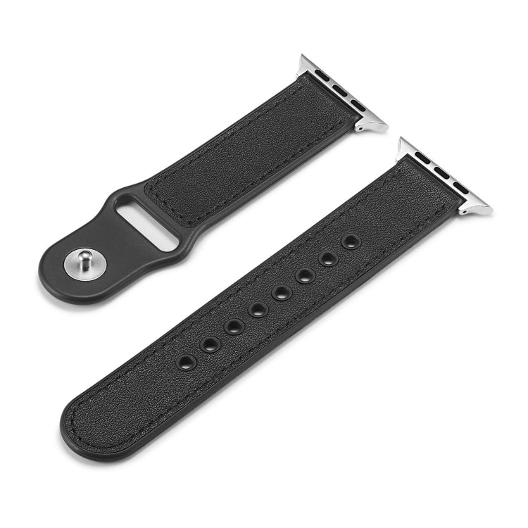 Bracelet de montre en cuir véritable TPU+ à boucle unique, For Apple Watch Series 7 41mm / 6 & SE & 5 & 4 40mm / 3 & 2 & 1 38mm, For Apple Watch Series 7 45mm / 6 & SE & 5 & 4 44mm / 3 & 2 & 1 42mm                                                       ...