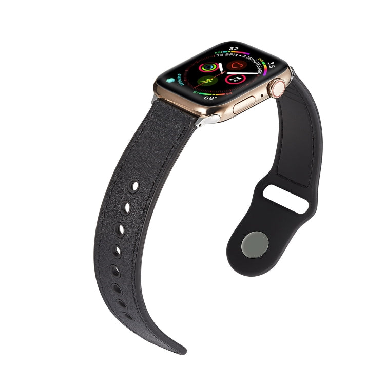 Bracelet de montre en cuir véritable TPU+ à boucle unique, For Apple Watch Series 7 41mm / 6 & SE & 5 & 4 40mm / 3 & 2 & 1 38mm, For Apple Watch Series 7 45mm / 6 & SE & 5 & 4 44mm / 3 & 2 & 1 42mm                                                       ...