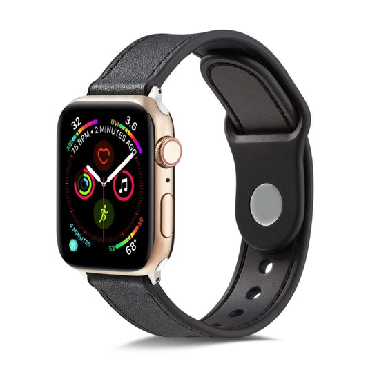 Bracelet de montre en cuir véritable TPU+ à boucle unique, For Apple Watch Series 7 41mm / 6 & SE & 5 & 4 40mm / 3 & 2 & 1 38mm, For Apple Watch Series 7 45mm / 6 & SE & 5 & 4 44mm / 3 & 2 & 1 42mm