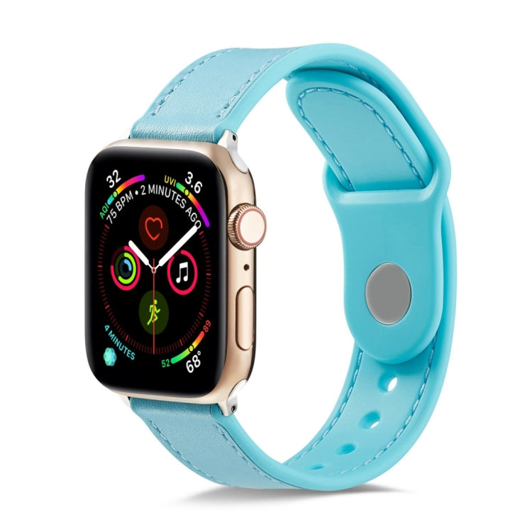 Bracelet de montre en cuir véritable TPU+ à boucle unique, For Apple Watch Series 7 41mm / 6 & SE & 5 & 4 40mm / 3 & 2 & 1 38mm, For Apple Watch Series 7 45mm / 6 & SE & 5 & 4 44mm / 3 & 2 & 1 42mm                                                       ...