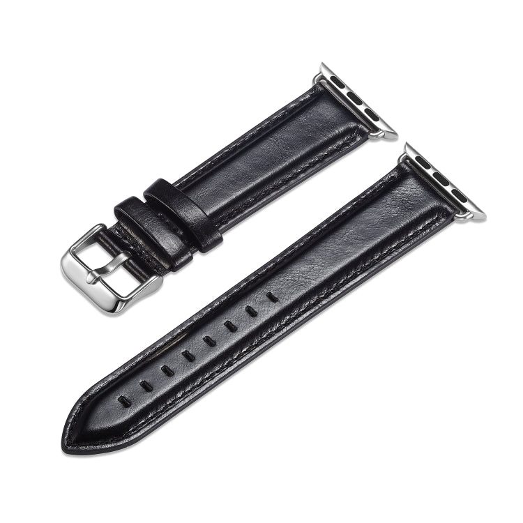 Bracelet de montre en cuir pleine fleur texturé Crazy Horse, For Apple Watch Series 7 41mm / 6 & SE & 5 & 4 40mm / 3 & 2 & 1 38mm, For Apple Watch Series 7 45mm / 6 & SE & 5 & 4 44mm / 3 & 2 & 1 42mm