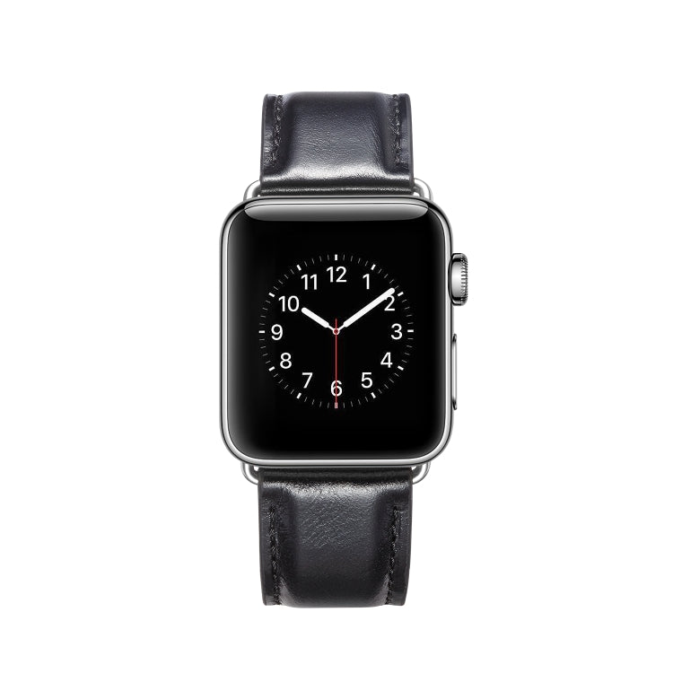 Bracelet de montre en cuir pleine fleur texturé Crazy Horse, For Apple Watch Series 7 41mm / 6 & SE & 5 & 4 40mm / 3 & 2 & 1 38mm, For Apple Watch Series 7 45mm / 6 & SE & 5 & 4 44mm / 3 & 2 & 1 42mm