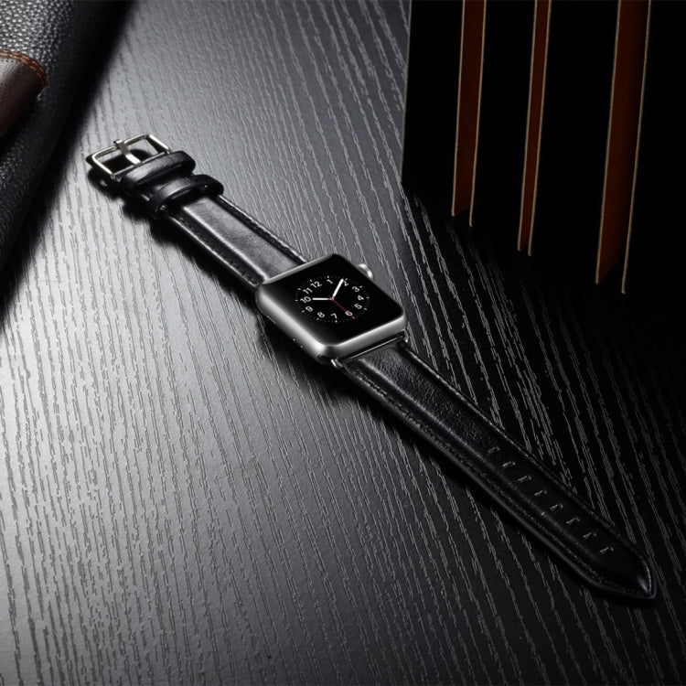 Bracelet de montre en cuir pleine fleur texturé Crazy Horse, For Apple Watch Series 7 41mm / 6 & SE & 5 & 4 40mm / 3 & 2 & 1 38mm, For Apple Watch Series 7 45mm / 6 & SE & 5 & 4 44mm / 3 & 2 & 1 42mm