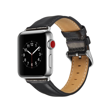 Bracelet de montre en cuir pleine fleur texturé Crazy Horse, For Apple Watch Series 7 41mm / 6 & SE & 5 & 4 40mm / 3 & 2 & 1 38mm, For Apple Watch Series 7 45mm / 6 & SE & 5 & 4 44mm / 3 & 2 & 1 42mm