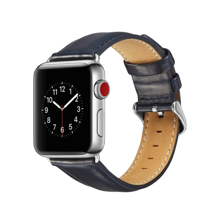 Bracelet de montre en cuir pleine fleur texturé Crazy Horse, For Apple Watch Series 7 41mm / 6 & SE & 5 & 4 40mm / 3 & 2 & 1 38mm, For Apple Watch Series 7 45mm / 6 & SE & 5 & 4 44mm / 3 & 2 & 1 42mm
