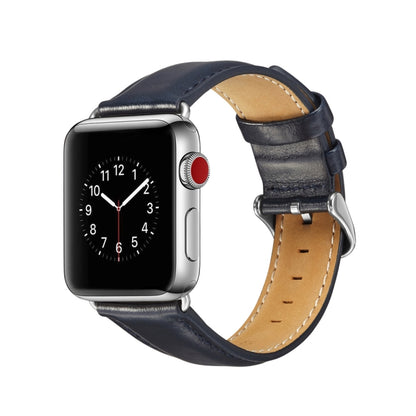 Bracelet de montre en cuir pleine fleur texturé Crazy Horse, For Apple Watch Series 7 41mm / 6 & SE & 5 & 4 40mm / 3 & 2 & 1 38mm, For Apple Watch Series 7 45mm / 6 & SE & 5 & 4 44mm / 3 & 2 & 1 42mm