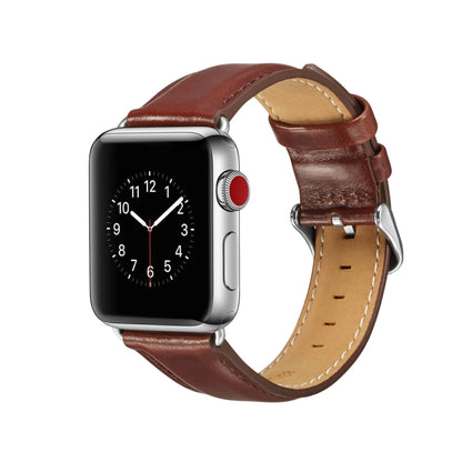 Bracelet de montre en cuir pleine fleur texturé Crazy Horse, For Apple Watch Series 7 41mm / 6 & SE & 5 & 4 40mm / 3 & 2 & 1 38mm, For Apple Watch Series 7 45mm / 6 & SE & 5 & 4 44mm / 3 & 2 & 1 42mm