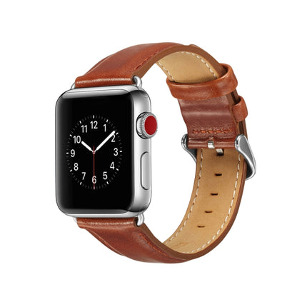 Bracelet de montre en cuir pleine fleur texturé Crazy Horse, For Apple Watch Series 7 41mm / 6 & SE & 5 & 4 40mm / 3 & 2 & 1 38mm, For Apple Watch Series 7 45mm / 6 & SE & 5 & 4 44mm / 3 & 2 & 1 42mm