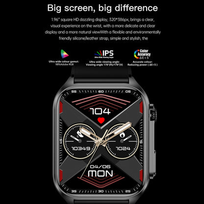 TK12 1,96 pouces IP67 Montre Intelligente à Bande de Silicone Étanche Prend en Charge ECG / Soins à Distance des Familles / Appel Bluetooth / Surveillance de la Température Corporelle, Silicone Band (Blue), Silicone Band (Black), Silicone Band (Red)