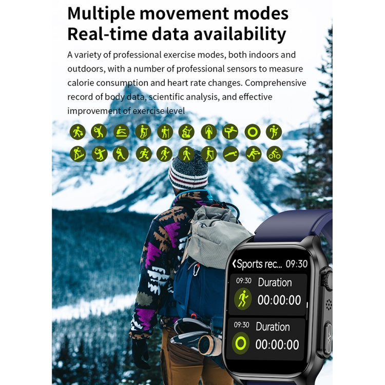 TK12 1,96 pouces IP67 Montre Intelligente à Bande de Silicone Étanche Prend en Charge ECG / Soins à Distance des Familles / Appel Bluetooth / Surveillance de la Température Corporelle, Silicone Band (Blue), Silicone Band (Black), Silicone Band (Red)