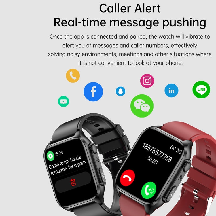TK12 1,96 pouces IP67 Montre Intelligente à Bande de Silicone Étanche Prend en Charge ECG / Soins à Distance des Familles / Appel Bluetooth / Surveillance de la Température Corporelle, Silicone Band (Blue), Silicone Band (Black), Silicone Band (Red)