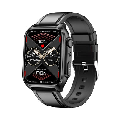 TK12 1,96 pouces IP67 Bracelet en cuir étanche Montre intelligente Prend en charge ECG / Soins à distance des familles / Appel Bluetooth / Surveillance de la température corporelle, Leather Band (Brown), Leather Band (Black)