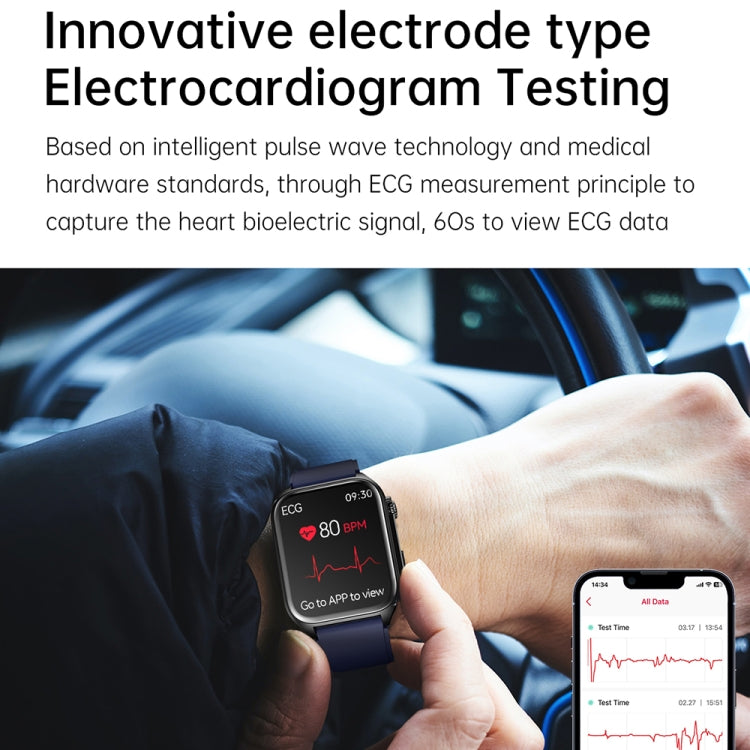 TK12 1,96 pouces IP67 Bracelet en cuir étanche Montre intelligente Prend en charge ECG / Soins à distance des familles / Appel Bluetooth / Surveillance de la température corporelle, Leather Band (Brown), Leather Band (Black)