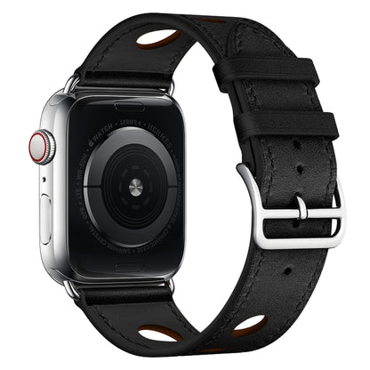 Bracelet de montre en cuir à trois trous, For Apple Watch Series 8&7 41mm / SE 2&6&SE&5&4 40mm / 3&2&1 38mm, For Apple Watch Series 7 45mm / 6 & SE & 5 & 4 44mm / 3 & 2 & 1 42mm, For Apple Watch Series 7 41mm / 6 & SE & 5 & 4 40mm / 3 & 2 & 1 38mm     ...