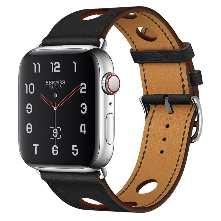 Bracelet de montre en cuir à trois trous, For Apple Watch Series 8&7 41mm / SE 2&6&SE&5&4 40mm / 3&2&1 38mm, For Apple Watch Series 7 45mm / 6 & SE & 5 & 4 44mm / 3 & 2 & 1 42mm, For Apple Watch Series 7 41mm / 6 & SE & 5 & 4 40mm / 3 & 2 & 1 38mm     ...